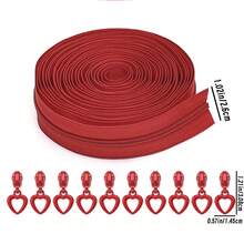 Dây kéo nylon số 3 dài 5 thước Anh kèm 10 đầu kéo hình trái tim = 1 gói, dây kéo số 3 nhiều màu sắc kèm đầu kéo hình trái tim, thích hợp cho túi xách, ví, may vá thay thế, ví tự làm, v.v. - Nhiều màu - Xem 16