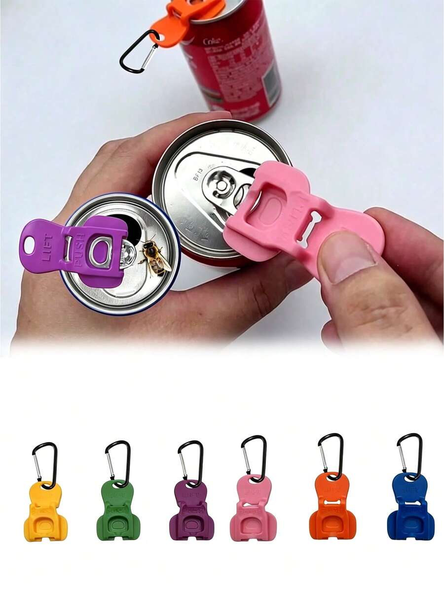 Soda Can Opener Keychain Pendant - Lightweight And Portable, Suitable For Family Gatherings, Outdoor Activities, Office And Other Occasions. This Keychain/Beverage Dust Cover Is A Convenient Tool For Various Occasions. - Multicolor - View 1