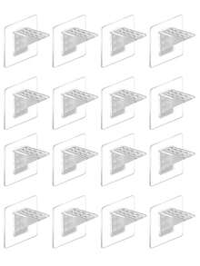 12/10/8/6/4/1pcs Holeless Partition Bracket, Wardrobe Cabinet Layering Bracket Triangular Bracket, Bookshelf Layering Bracket, Seamless Installation, Adjustable Telescopic Bracket, Glass Layering Bracket Special - Clear - View 14