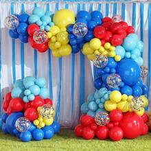 133Pcs Red Blue Yellow Balloon Garland Arch Kit, 5/10/18 Inch Latex Balloons & 12 Inch Confetti Balloons With Ribbons, Bright Decor For Party, Anniversary, Holiday Event Background - Multicolor - View 7