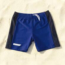 Tween Boy Navy Blue Drawstring Waist Casual Swim Shorts - Royal Blue - View 1