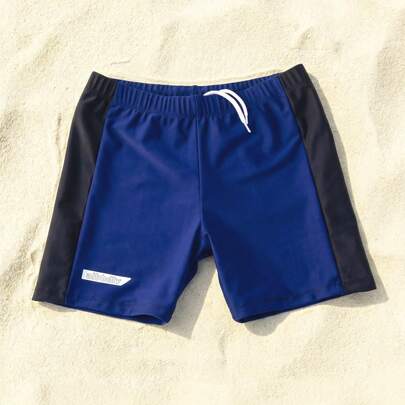 Tween Boy Navy Blue Drawstring Waist Casual Swim Shorts