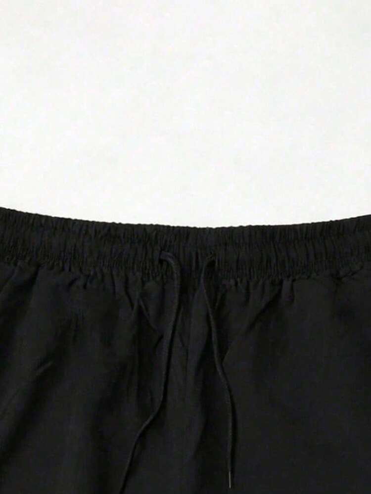 男士運動短褲 夏季戶外時尚休閒街頭風工裝情侶款情侶短褲 - 黑色 - 查看 4
