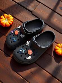New Women's Cute Bear Perforated Clogs, Simple Breathable Lightweight Fashion Versatile Anti-Collision 2-In-1 Sandals For Indoor And Outdoor - Black Halloween - View 3