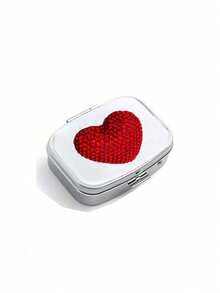 Shiny Rhinestone Pill Box, Fashion Heart-Shaped Rhinestone Pill Box, Mini Compartment Pill Box, Travel Pill Box Container, Suitable For Vitamins, Supplements And Other Small Items, Perfect For Daily/Outdoor/Travel - Multicolor - View 13