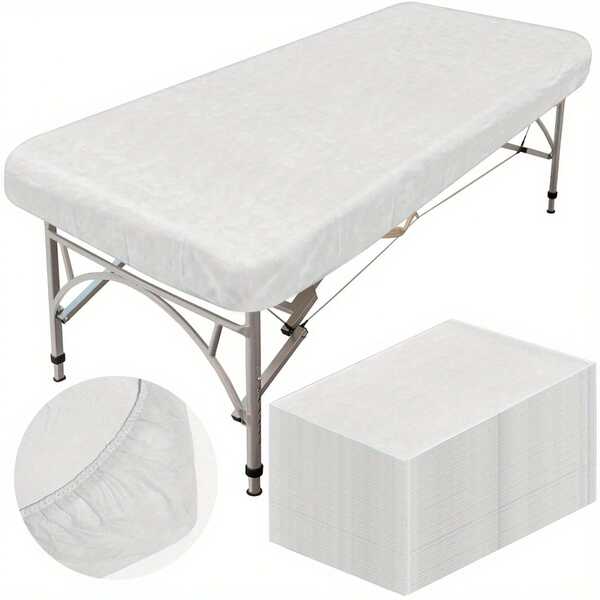 Disposable Fitted Massage Table Sheets Bed Covers For Massage Beauty Tattoo 79 X 39 Inches White/50