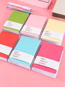 1/3pcs Candy-Colored Smiling Face Student Notebook, Thickened, Soft-Cover Portable Notebook, Prize, Cute Mini Journal, Fresh Notebook, Notebook, Diary, Leather Cover Notebook, Essential Notebook For Back-To-School Season - Multicolor - View 1