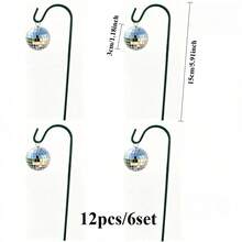 12PCS/6 Sets Mini Flower Stand Potted Plant Indoor Decor Ground Stake With Glitter Ball, Plant Support Sun Catcher Potted Plant Decoration Garden Decor - Multicolor - View 11