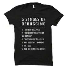 Camiseta de 6 Etapas de Depuración. Camiseta Divertida de Ingeniero. Regalo de Ingeniería. Regalo para Ingeniero. Regalo para Programador. Camiseta de Programador. Codificador  OS1168 - Negro - Ver 1