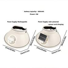 1 pieza Ventilador de diadema portátil recargable + solar de 300mAh, con 2 modos de alimentación, 3 velocidades ajustables y ajuste de inclinación de 45° - Multicolor - Ver 4
