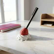 1pc Cute Strawberry Cream Pen Holder - 3D Printed Sweet Fruit Design, Desktop Storage Organizer, Beautiful Desktop Decoration, Suitable For Home Office, Perfect Gift For Dessert Lovers And Stationery Enthusiasts. - Multicolor - View 2