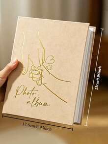 1pc Large 18x23cm / 4x6 Inch Photo Album With 3 Exquisite Embossed Gold Foil Patterns: Flying Birds, Hearts And Holding Hands - Multicolor - View 3