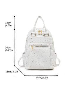 LECEY Women's Quilted Embroidered Backpack - White - View 7