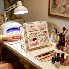 1 pieza Estante de almacenamiento de placa de impresión de arte de uñas con diseño hueco de hierro forjado, estantería de almacenamiento de pegatinas de uñas de múltiples compartimentos, organizador de caja de trabajo de álbum de arte de uñas, soporte de exhibición de tarjetas de color de uñas de salón - Multicolor - Ver 6