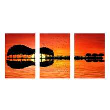 3 Panel Guitar Tree Lake Sunset Posters Wall Arts Posters Home Decor Posters Paintings Modern Living Room Bedroom Decoration Optional Framework - Multicolor - View 12