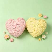 1pc Rose Heart-Shaped Aromatherapy Candle Silicone Mold, Home Decor/Gift Ornament Plaster Mold, Handmade Epoxy Resin Casting Mold, Art Decorative Clay Plaster Mold - Heart-shaped - View 3