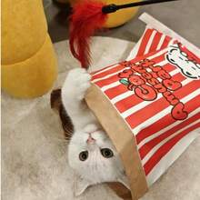 Cat Boredom Relief Self-Entertainment Sound Toy, Kraft Paper Cat Tunnel Cat Bed, Hide-And-Seek Tunnel Bag, Cat Teaser Wand, Suitable For All Cat Breeds, Indoor And Outdoor Play - Multicolor - View 5