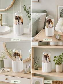 Minimalist Beauty Storage With Divided Compartments To Stop Clutter Modern Acrylic Makeup Brush Holder For Urban Professionals Compact Vanity Decor Ideal For Bathroom Countertop To Hold Eye Shadow Brushes - A - View 11