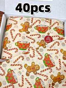 40pcs Christmas Brown Gingerbread Man Pattern Tissue Paper, 50.8 Cm X 35.56 Cm Gift Wrapping Paper, Suitable For Christmas Weddings, Valentine'S Day Gifts, Birthday Gift Packaging, Bouquet Packaging, Gift Bag Filling, And Party Gifts - Gingerbread Man - View 12