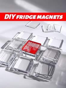 DIY Refrigerator Magnet Making Kit | Transparent Acrylic Square Blank Pieces | Fashionable Handmade Gift Materials - DIY Refrigerator Magnet Material Kit - View 2