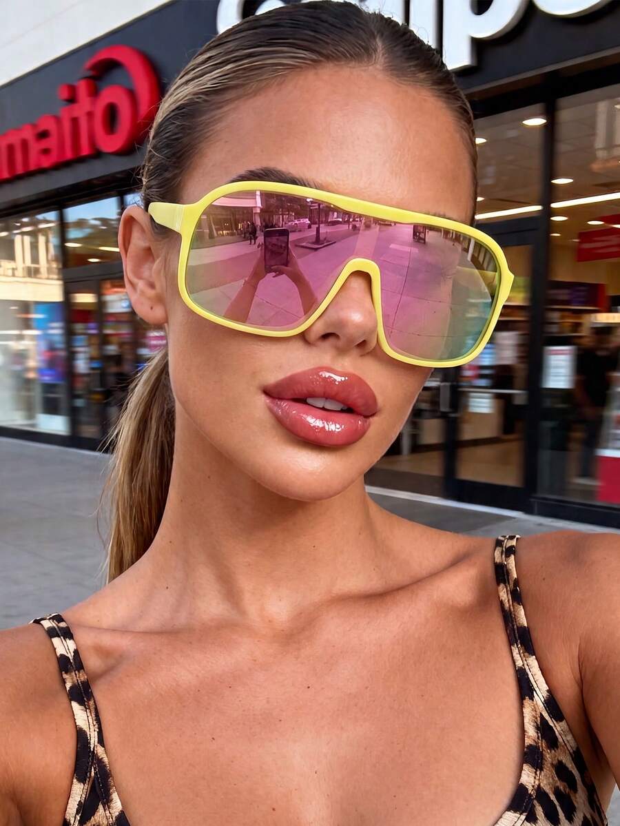 1 paire de lunettes de sport de cyclisme à monture complète Dopamine pour femmes, convenant pour le style de rue, les fêtes, les voyages, les festivals de musique électronique, la conduite, la plage, l'ambiance de vacances, les sorties en famille, la randonnée, la pêche - couleur - Voir 1