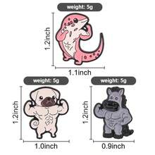Muscular Animal Cartoon Enamel Pin Strong Muscular Leopard Gecko Pug Horse Brooch Bag Lapel Badge Jewelry Gift For Gym Lovers - Multicolor - View 10