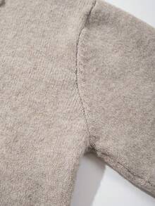 Jaket Layering LOOKUN Musim Gugur dan Dingin Warna Polos Kerah Lapel Gaya Bisnis Sport Komuter Longgar Nyaman Lengan Panjang Kardigan Sweater Pendek Rajut - Khaki - View 10