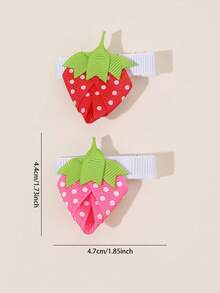 4pcs/2pcs Cute Multicolor Strawberry Hair Clips,Dopamine Side&Bangs Clips,Fashion Hair Accessories Gift For Girls Teens School,Summer Vacation&Photos Wear - Multicolor - View 11
