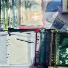 1入 A5 A6 多色拉鍊活頁夾貼紙書替換內頁，適用於學校、辦公室、手帳、旅行照片、筆記、創意寫作、DIY相簿、便條本、旅行日記、現金與支票收納，學生用品 - 彩色 - 查看 4