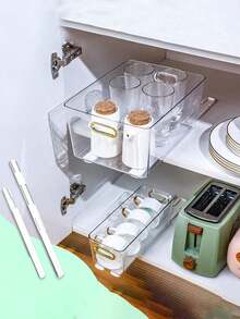 Telescopic Plastic Sliding Rail For Cabinet Drawer Storage Basket, No Drilling Side Mount Track For Kitchen Bathroom Office Dorm - View 1