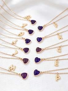1 pieza Collar con colgante de corazón y letra inicial que cambia de color según el estado de ánimo, personalizado con encanto de alfabeto A-Z, sensible a la temperatura, regalo de joyería para el Día de San Valentín - Multicolor - Ver 5