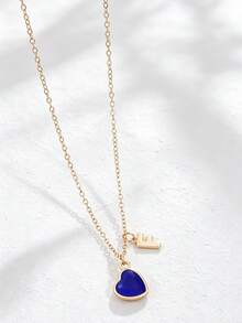 1 pieza Collar con colgante de corazón y letra inicial que cambia de color según el estado de ánimo, personalizado con encanto de alfabeto A-Z, sensible a la temperatura, regalo de joyería para el Día de San Valentín - Multicolor - Ver 25