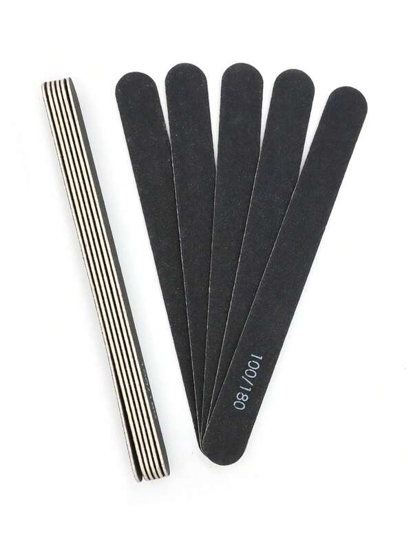 JEARLYU 100/180 Lima de uñas de madera con papel de lija negro, tiras rectas para limar uñas, tiras de limado de uñas de alta calidad sin pelusa