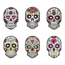 6-teiliges Set bunte Zucker-Schädel-Papier-Gesichtsmasken Tag der Toten & Halloween Party Maskenball Kostümzubehör für Erwachsene & Kinder, perfekt für Tag der Toten Parade, Cosplay & Festival Verkleidung - 6er-Packung - Übersicht 7