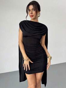 Vestido elegante y casual con cinta fluida y delgada, vestido de festival/vestidos elegantes para fiesta/atuendos de Acción de Gracias para m - Blanco - Ver 4