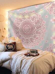 One Mandala Bohemian Pattern Tapestry, Modern Polyester Square Decorative Wall Hanging, Suitable For Living Room And Bedroom - Multicolor - View 2