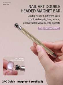 2pcs(1 Magnet+1 Steel Ball) Upgraded Glass Bead Magnetic Cat Eye Nail Polish Gel, Dual-Ended Magnetic Cat Eye Nail Polish Magnet Stick, Nail Art Tool Cat Eye Nail Polish Gel Strong Magnetic Stick, Large Magnet Pen, Dual-Ended Thickened Multi-Function Magnet, Strong Magnetic Effect, Multi-Function Nail Art Design Tool Set, - Multicolor - View 15