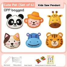 6件組兒童棉布縫紉套裝 6-8歲 – 創意手工材料，DIY動物裝飾品。適合復活節、聖誕節、萬聖節、新年和生日。 - [新]動物縫紉6件套 - 查看 12