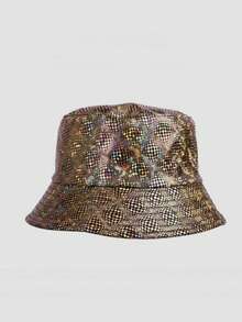 1 Peça Chapéu Balde Reversível Iridescente Brilhante com Escamas de Sereia, Chapéu de Proteção Solar Colorido da Moda para Festa, Apresentação e Palco para Homens e Mulheres - Multicolorido - Visão 18