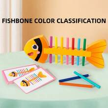 Color Matching Toy, Fish Bone Shaped Toy, Colorful Wooden Sticks To Enhance Memory, Develop Hands-On Ability, Hand-Eye Coordination, Strengthen Brain Development, Improve Color And Shape Recognition, Wooden Toy For Boys And Girls - Multicolor - View 2