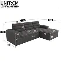 Modular L-Shaped Corner Sofa, Frameless Design, Cloud Sofa, Combinable At Will, Ideal For Living Rooms And Apartments, No Assembly Required, In Beige Corduroy Fabric. - Dark Grey - View 7