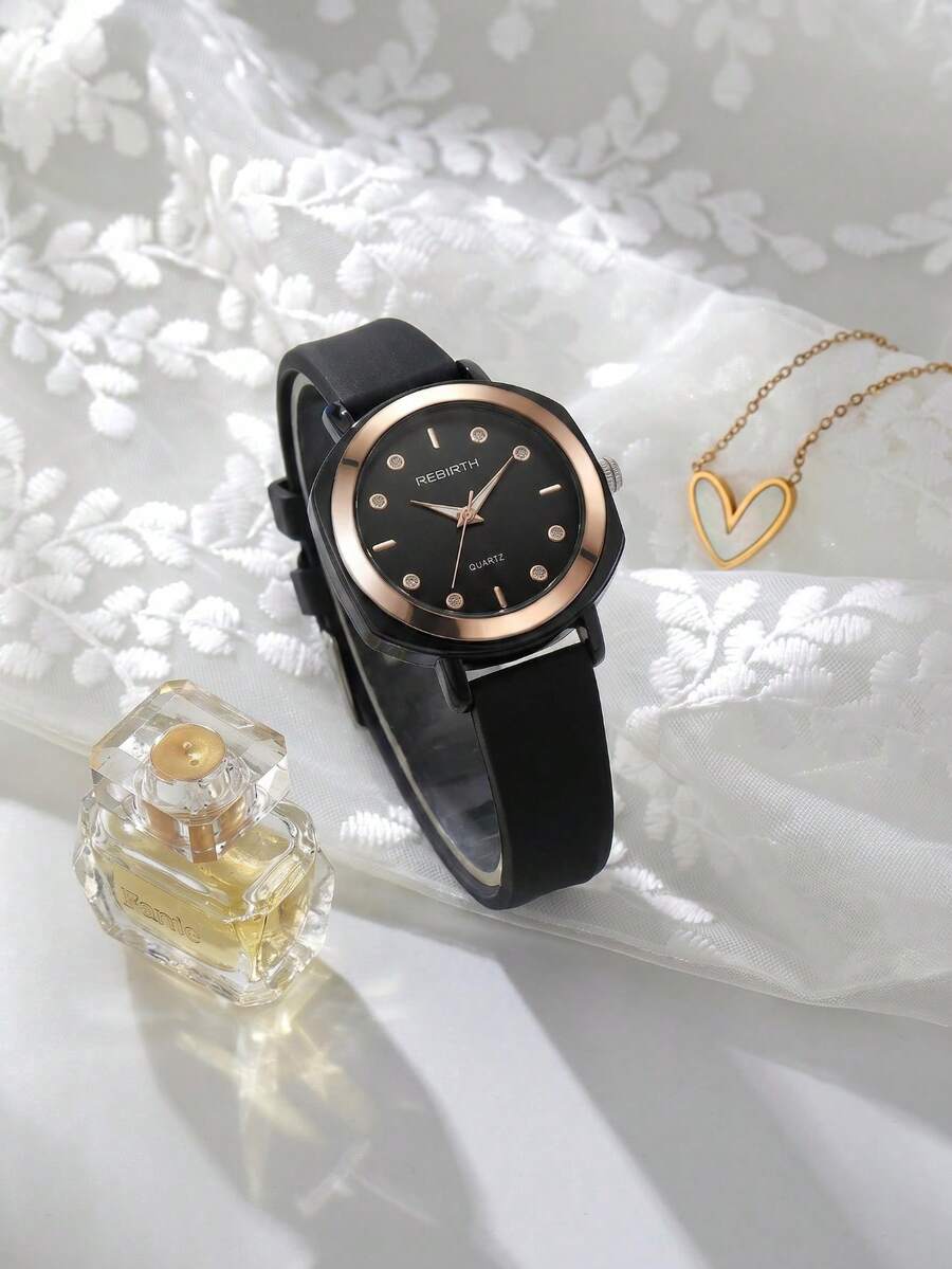 Rebirth Brand 1pc Women's Silicone Strap Minimalist Fashion Versatile Quartz Watch Suitable For Daily Decoration