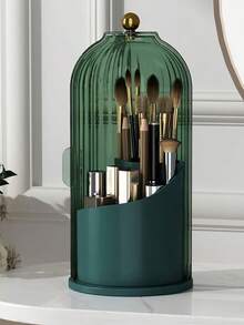 Large Capacity Bathroom Vanity Organizer With Transparent Cover 360° Rotating For Toothbrush Toothpaste Eyebrow Pencil Makeup Brushes Countertop Storage Box Bathroom Room Decor Dorm Room Essentials College Dorm Makeup Organizer Back To School - A - View 12