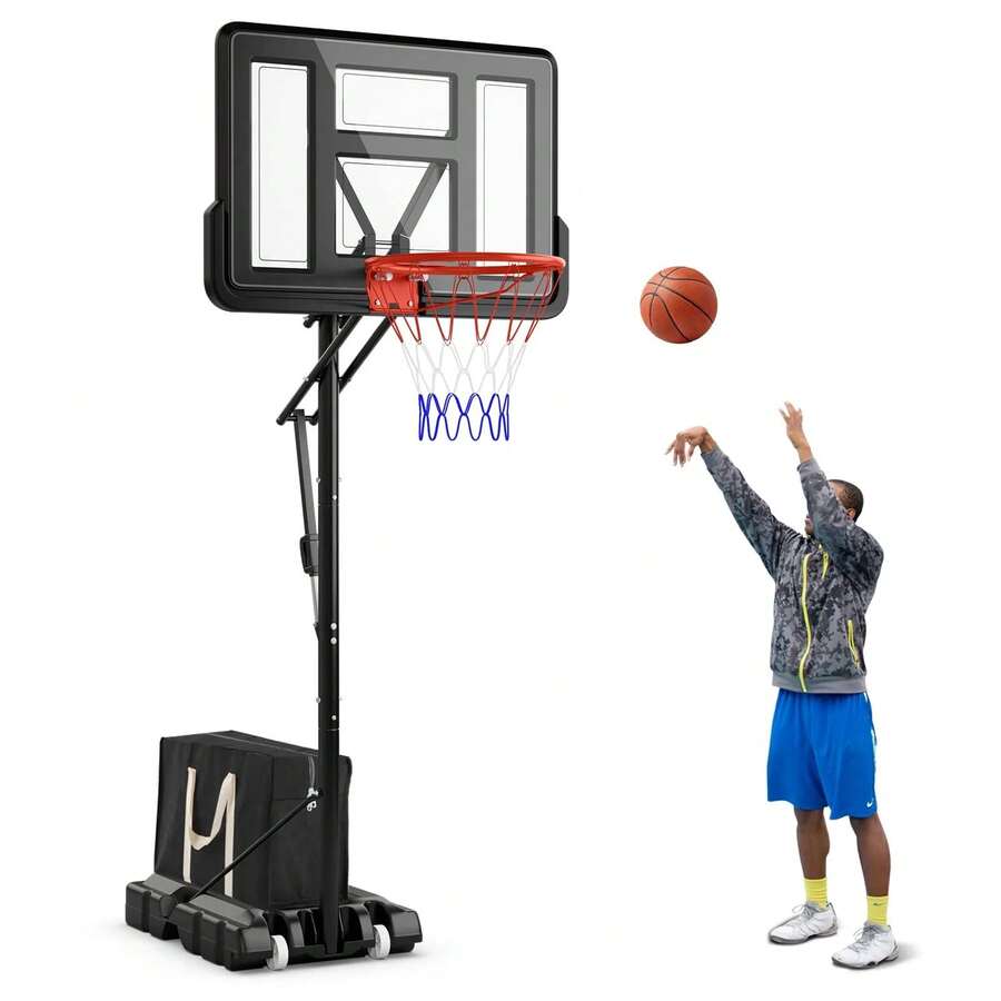 Portable Basketball Hoop Outdoor, 7.9-10 FT Basketball Goal System W/ 44 Inch Shatterproof Backboard - Default Title - View 1