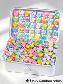 40 piezas de ligas para el cabello de cristal transparente multicolor con diseños de flor, conejo, corazón y estrella, elásticas, duraderas, no dañinas, pequeñas bandas de goma, accesorios para el cabello versátiles y de moda para uso diario - Multicolor - Ver 10