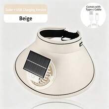 1 pieza Ventilador de diadema portátil recargable + solar de 300mAh, con 2 modos de alimentación, 3 velocidades ajustables y ajuste de inclinación de 45° - Multicolor - Ver 8