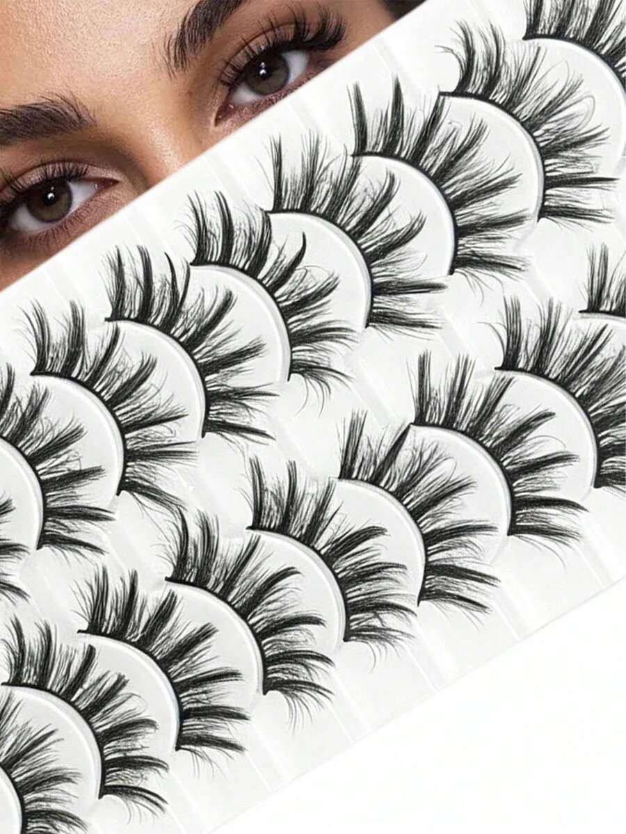 Cross-Border Thick Full Strip False Eyelashes, One-Piece European & American Style Voluminous Curly Lashes For Enlarging Eyes, Pair Lashes - View 1