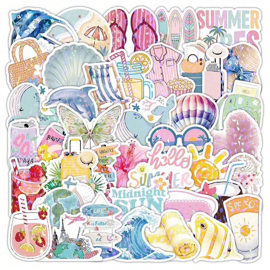 50 Pieces Summer Holiday Seasonal Sticker For Kids Holiday Sticker Teacher Assortment Party Favor For A Whole Year Christmas Easter Halloween Independence Day Valentine Spring Summer Fall Winter - 1 Set - View 1
