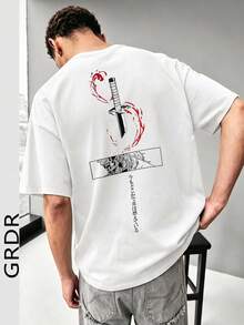 GRDR 男士时尚印花宽松短袖T恤 | 精致设计 | 夏季必备 | 百搭易配 | 展现你的风格 - 白色 - 查看 1