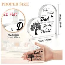 1 Stück Acryl Herzförmiges Schild, Tochter Sohn Danke Papa Baum Design, Mini Heimdekoration Tischornament, perfektes Vatertags Geburtstags Thanksgiving Geschenk - 1PC - Übersicht 3